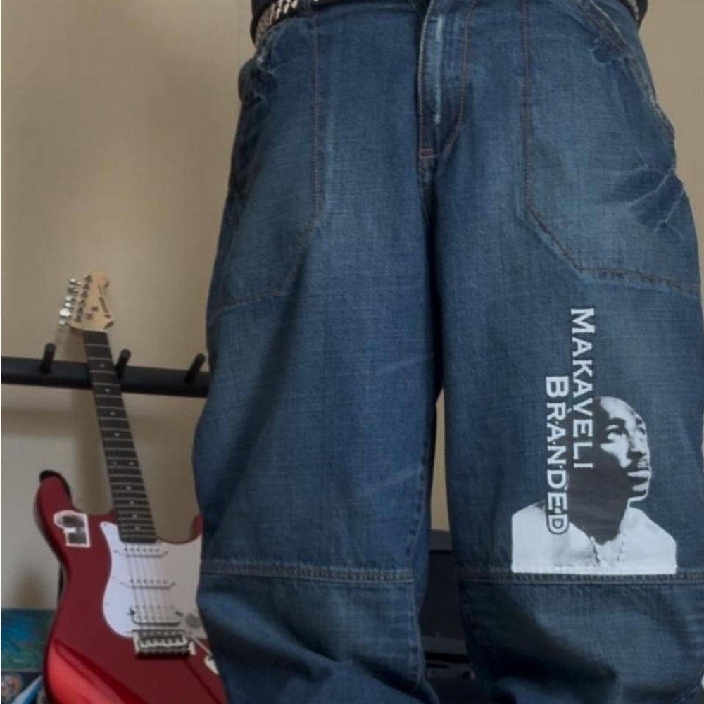 Makaveli Branded Relaxed Fit Jeans - Dark Blue